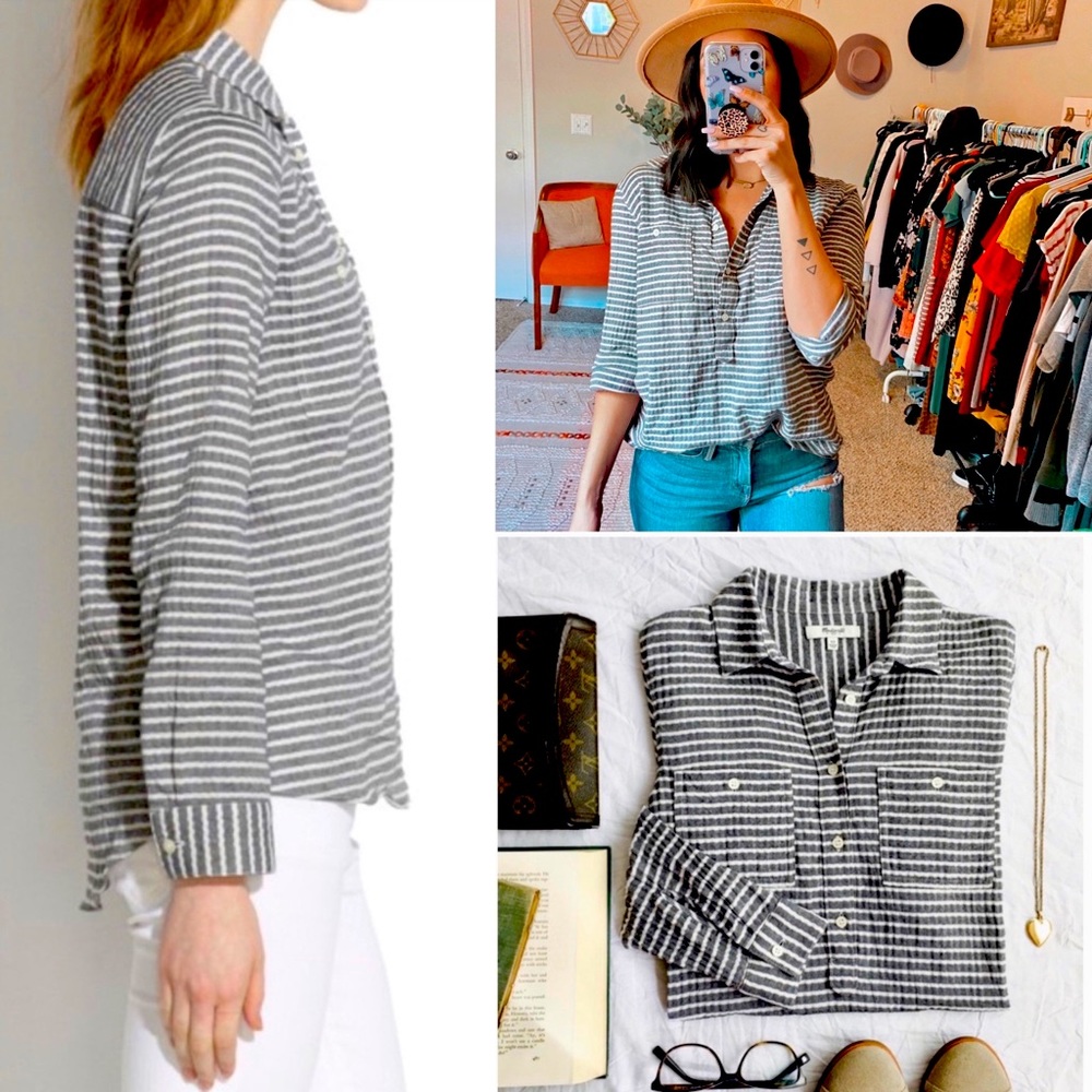 Madewell Striped Popover Shirt - EUC